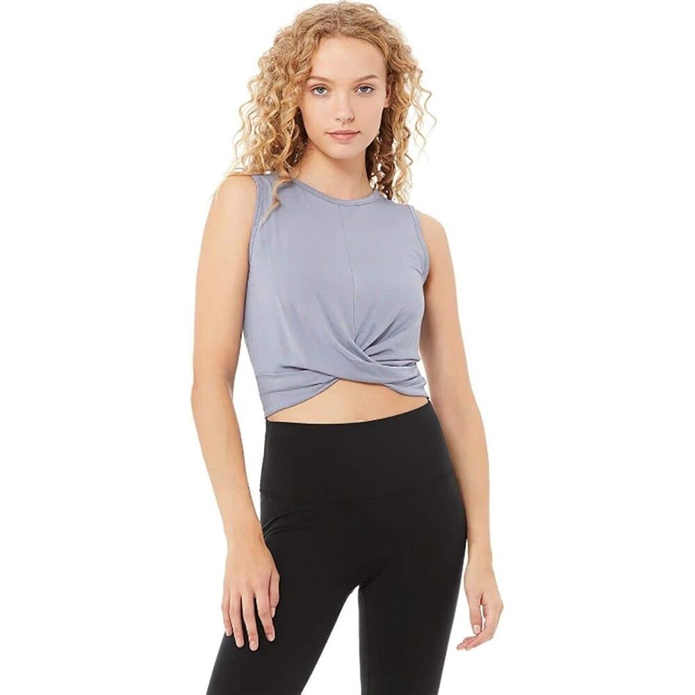 NWT Alo Yoga Cover Tank Blue Moon Crop Gym Workout Sports Athleisure Size XS